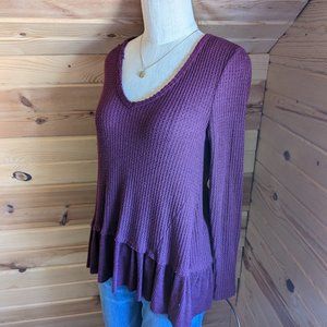 Anthropologie Eri + Ali "Tallie" Purple Waffle Knit Thermal